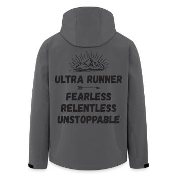 Ultra Runner - Fearless. Relentless. Unstoppable. - Men’s Recycled Softshell Jacket by Stanley/Stella - anthracite - Back - AI Model Male 185 light (185cm)