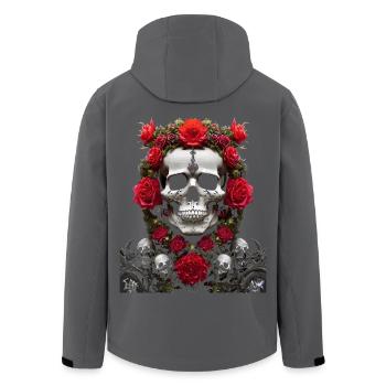 Skull and crown of red roses - Men’s Recycled Softshell Jacket by Stanley/Stella - anthracite - Back - AI Model Male 185 light (185cm)