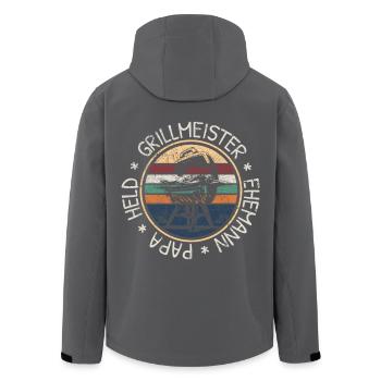 Grillmeister Ehemann Papa Held Grillen BBQ Retro - Recycelte Männer Softshell-Jacke von Stanley/Stella - Anthrazit - Hinten - AI Model Male 185 light (185cm)