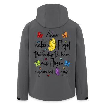 Kita Abschied Danke - Kinder haben Flügel  - Recycelte Männer Softshell-Jacke von Stanley/Stella - Anthrazit - Hinten - AI Model Male 185 light (185cm)