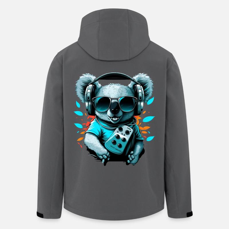 Koalabär mit Walkman und Sonnenbrille - Recycelte Männer Softshell-Jacke von Stanley/Stella - Anthrazit