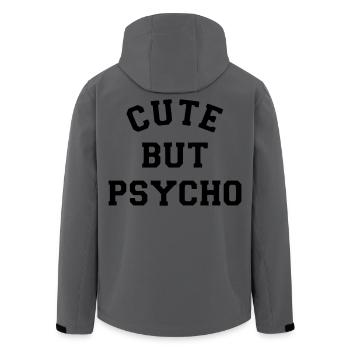 Cute but psycho. Nice but psychopath. Humour* - Men’s Recycled Softshell Jacket by Stanley/Stella - anthracite - Back - AI Model Male 185 light (185cm)