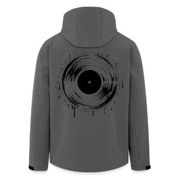 Diskjockey Vinyl Platte - Recycelte Männer Softshell-Jacke von Stanley/Stella - Anthrazit - Hinten - AI Model Male 185 light (185cm)