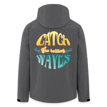 Surfen und CatchTheWaves - Recycelte Männer Softshell-Jacke von Stanley/Stella - Anthrazit - Hinten - AI Model Male 185 light (185cm)