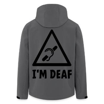 Je suis sourd. Sourds, malentendants, sourds. - Veste softshell homme en polyester recyclé Stanley/Stella - charbon - Dos - AI Model Male 185 light (185cm)