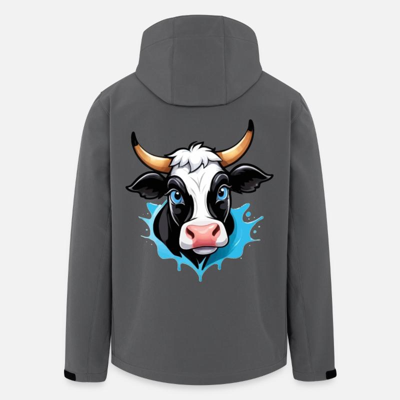 Kuh im Comic-Style - Recycelte Männer Softshell-Jacke von Stanley/Stella - Anthrazit