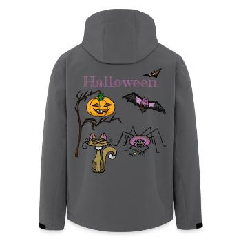 Halloween Kürbis und Fledermaus Design - Recycelte Männer Softshell-Jacke von Stanley/Stella - Anthrazit - Hinten - AI Model Male 185 light (185cm)