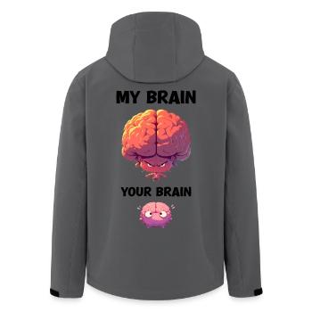 My Brain Your Brain Sarcasm Cartoon Brain - Men’s Recycled Softshell Jacket by Stanley/Stella - anthracite - Back - AI Model Male 185 light (185cm)