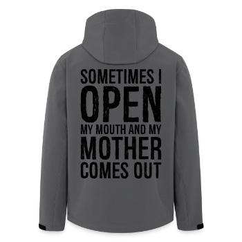 sometimes I open my mouth funny shirt - Men’s Recycled Softshell Jacket by Stanley/Stella - anthracite - Back - AI Model Male 185 light (185cm)