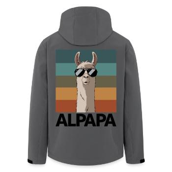 Papa Alpaga Papa Drôle Lama Cadeau de Fête des Pères - Veste softshell homme en polyester recyclé Stanley/Stella - charbon - Dos - AI Model Male 185 light (185cm)