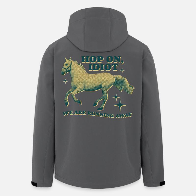 Hop On, Idiot – Lustiges Pferde-Design - Recycelte Männer Softshell-Jacke von Stanley/Stella - Anthrazit