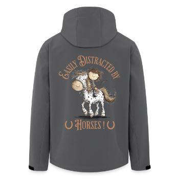 Droll Horse with Rider And Horses Saying - Men’s Recycled Softshell Jacket by Stanley/Stella - anthracite - Back - AI Model Male 185 light (185cm)