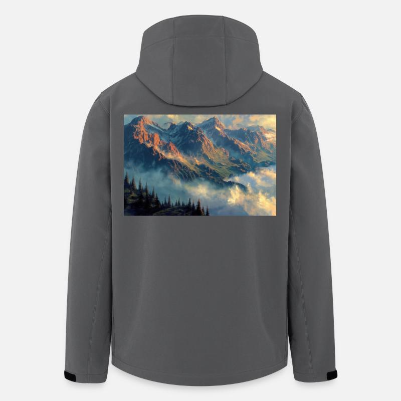 Berglandschaft Illustration Poster - Recycelte Männer Softshell-Jacke von Stanley/Stella - Anthrazit