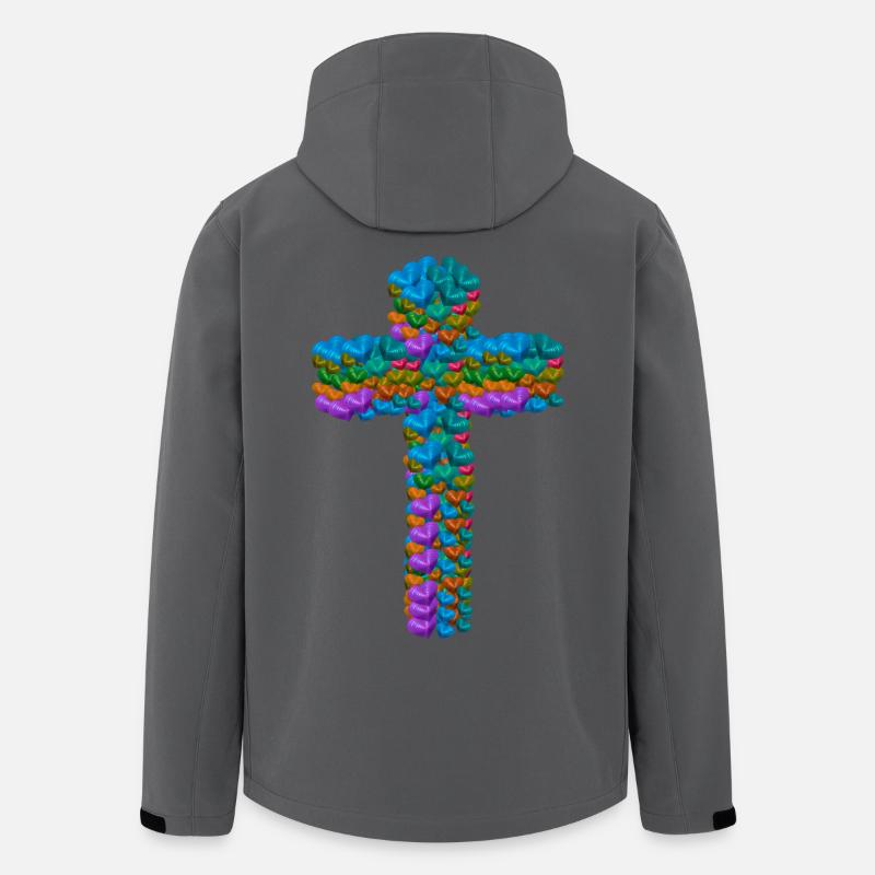 Croix Croix Coeurs Coeurs Crucifix - Veste softshell homme en polyester recyclé Stanley/Stella - charbon