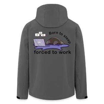 born to sleep forced to work cute cat working - Men’s Recycled Softshell Jacket by Stanley/Stella - anthracite - Back - AI Model Male 185 light (185cm)
