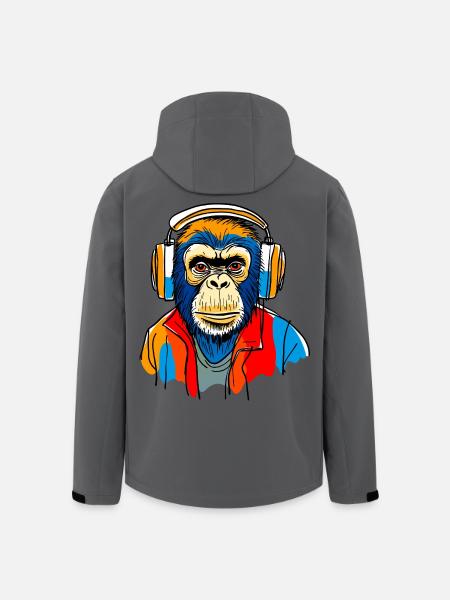 Singe avec casque - Veste softshell homme en polyester recyclé Stanley/Stella - charbon