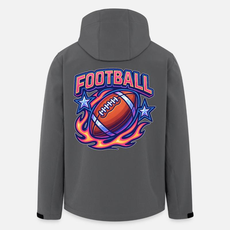Lebendige Football-Design mit Flammen - Recycelte Männer Softshell-Jacke von Stanley/Stella - Anthrazit
