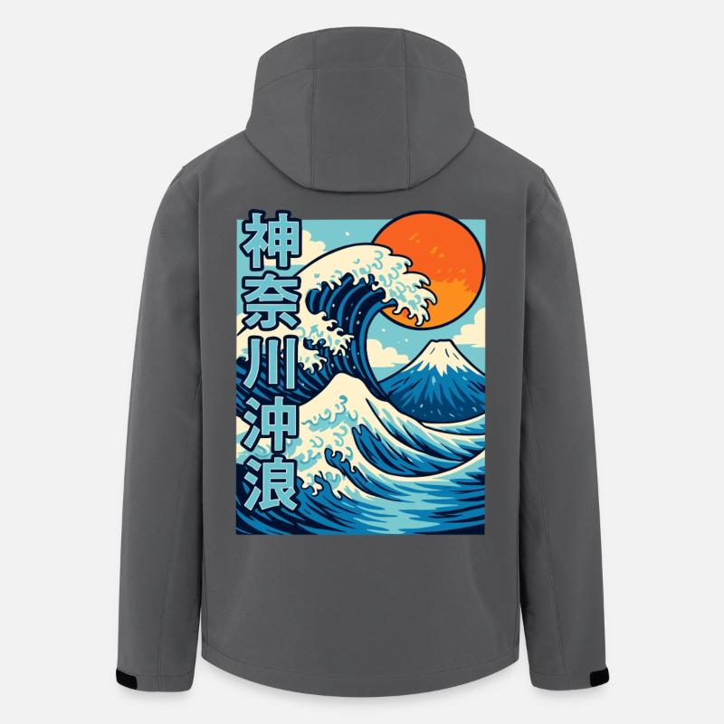 Große Welle Kanagawa Comic Stil - Recycelte Männer Softshell-Jacke von Stanley/Stella - Anthrazit