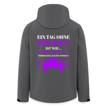 Tag Ohne Zocken – Gaming Spruch Grafik - Recycelte Männer Softshell-Jacke von Stanley/Stella - Anthrazit - Hinten - AI Model Male 185 light (185cm)
