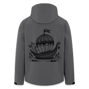 Retro Sailing Ship – Adventure & Freedom Motif - Men’s Recycled Softshell Jacket by Stanley/Stella - anthracite - Back - AI Model Male 185 light (185cm)