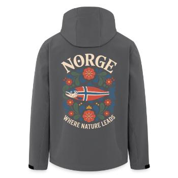 Norge Norwegen Lachs Folk Art Tradition Rosemaling - Recycelte Männer Softshell-Jacke von Stanley/Stella - Anthrazit - Hinten - AI Model Male 185 light (185cm)