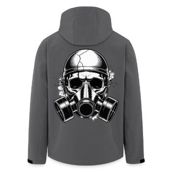Masque à gaz Crâne – Crâne avec masque à gaz - Veste softshell homme en polyester recyclé Stanley/Stella - charbon - Dos - AI Model Male 185 light (185cm)