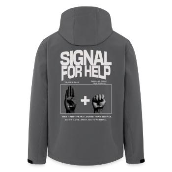 Signal for Help Hand Gesture Design - Recycelte Männer Softshell-Jacke von Stanley/Stella - Anthrazit - Hinten - AI Model Male 185 light (185cm)