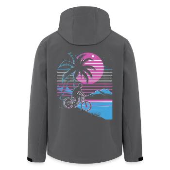 Mountainbiking Synthwave - Recycelte Männer Softshell-Jacke von Stanley/Stella - Anthrazit - Hinten - AI Model Male 185 light (185cm)