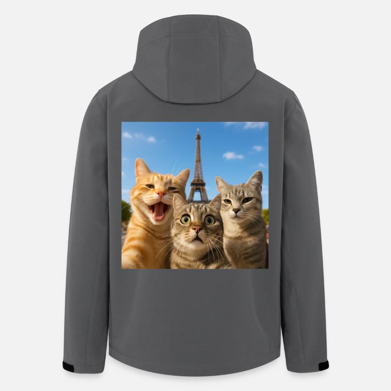 Katzen Selfie in Paris Eiffelturm Katze Selfie Geschenk - Recycelte Männer Softshell-Jacke von Stanley/Stella - Anthrazit