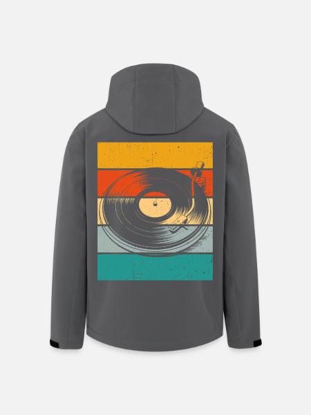 Retro Vinyl Plattenspieler - Recycelte Männer Softshell-Jacke von Stanley/Stella - Anthrazit