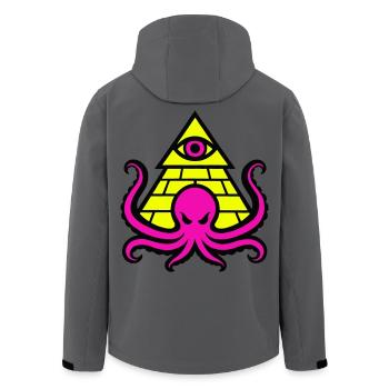 Pyramide mit okkultem Octopus und Auge - Recycelte Männer Softshell-Jacke von Stanley/Stella - Anthrazit - Hinten - AI Model Male 185 light (185cm)