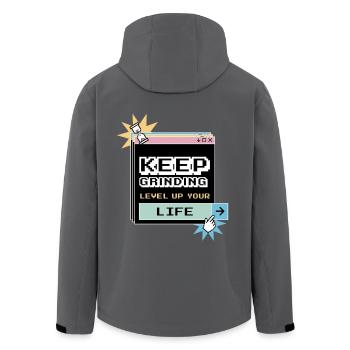 Keep Grinding Daily Motivation Perseverance - Men’s Recycled Softshell Jacket by Stanley/Stella - anthracite - Back - AI Model Male 185 light (185cm)