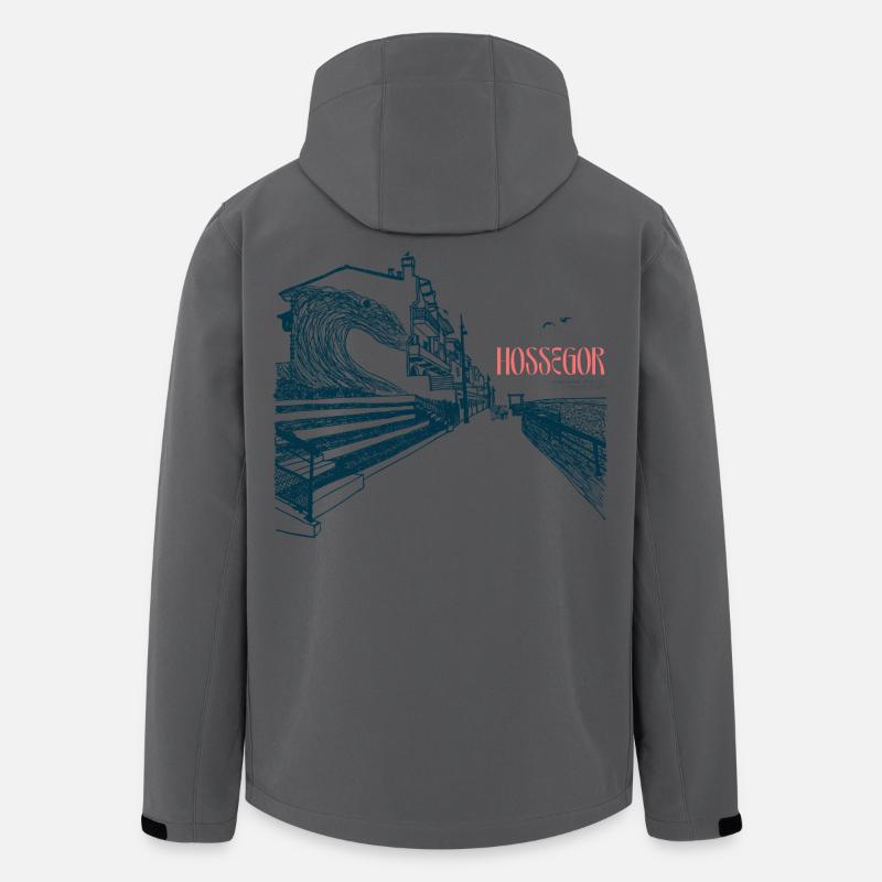 Hossegor Atlantic Coast – Hand-Drawn Wave - Men’s Recycled Softshell Jacket by Stanley/Stella - anthracite