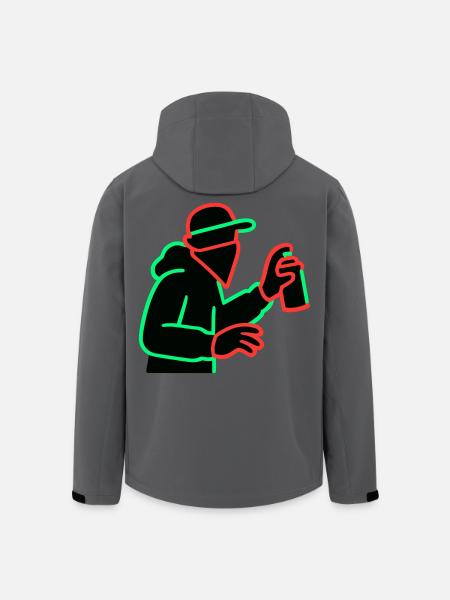 Neon Graffiti Sprayer Silhouette - Men’s Recycled Softshell Jacket by Stanley/Stella - anthracite