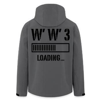 3ème Guerre Mondiale Chargement... (Paix / Guerre / Noir) - Veste softshell homme en polyester recyclé Stanley/Stella - charbon - Dos - AI Model Male 185 light (185cm)