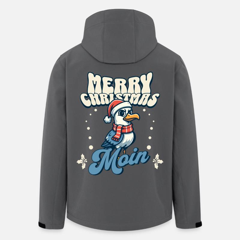 Merry Christmas Moin - Möwe mit Weihnachtsmütze - Recycelte Männer Softshell-Jacke von Stanley/Stella - Anthrazit
