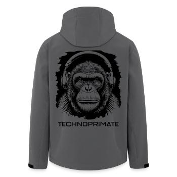 Techno Primate Kopfhörer Ape Art #6 Schwarz - Recycelte Männer Softshell-Jacke von Stanley/Stella - Anthrazit - Hinten - AI Model Male 185 light (185cm)