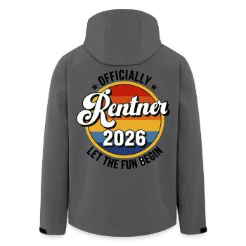 Rentner 2026 Retro Patch Frührente Abschlußparty - Recycelte Männer Softshell-Jacke von Stanley/Stella - Anthrazit - Hinten - AI Model Male 185 light (185cm)