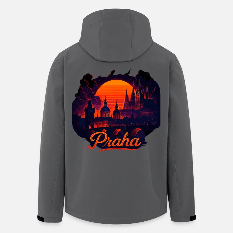 Praha Evening Light Skyline Sunset Gift - Men’s Recycled Softshell Jacket by Stanley/Stella - anthracite