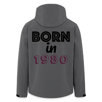 Born in 1980 - Men’s Recycled Softshell Jacket by Stanley/Stella - anthracite - Back - AI Model Male 185 light (185cm)