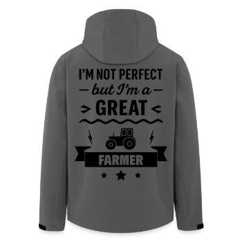 Super Farmer Farmer Tractor - Men’s Recycled Softshell Jacket by Stanley/Stella - anthracite - Back - AI Model Male 185 light (185cm)