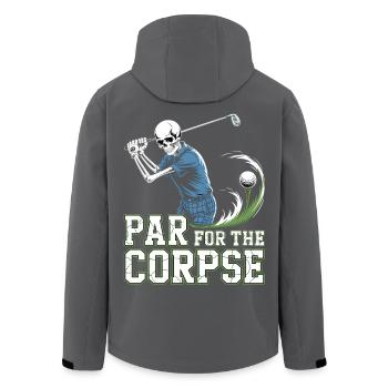 Schwarzer Humor Golf Shirt – Skelett beim Abschlag - Recycelte Männer Softshell-Jacke von Stanley/Stella - Anthrazit - Hinten - AI Model Male 185 light (185cm)