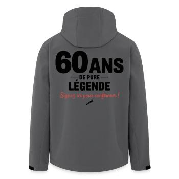 60 Years of Pure Legend Funny Birthday Gift - Men’s Recycled Softshell Jacket by Stanley/Stella - anthracite - Back - AI Model Male 185 light (185cm)