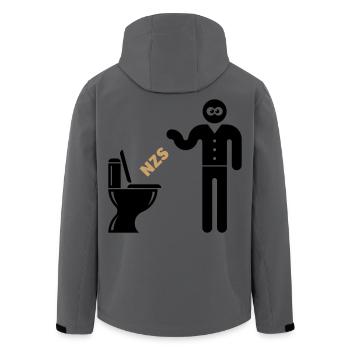 NZS In’s Klo, In Die Toilette! Gegen Rechts POS 2C - Recycelte Männer Softshell-Jacke von Stanley/Stella - Anthrazit - Hinten - AI Model Male 185 light (185cm)