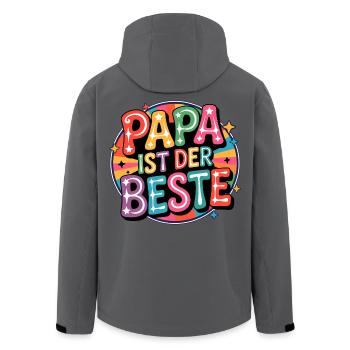 Papa Ist Der Beste – Pop-Art Farbspiel - Recycelte Männer Softshell-Jacke von Stanley/Stella - Anthrazit - Hinten - AI Model Male 185 light (185cm)