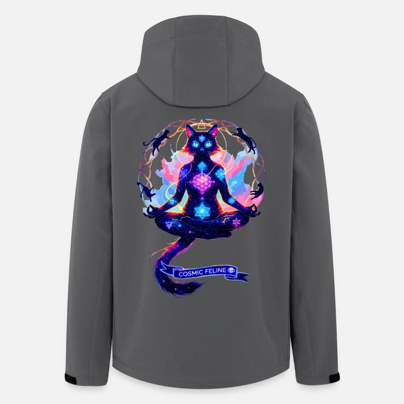 Cosmic Chakra Katze - Recycelte Männer Softshell-Jacke von Stanley/Stella - Anthrazit