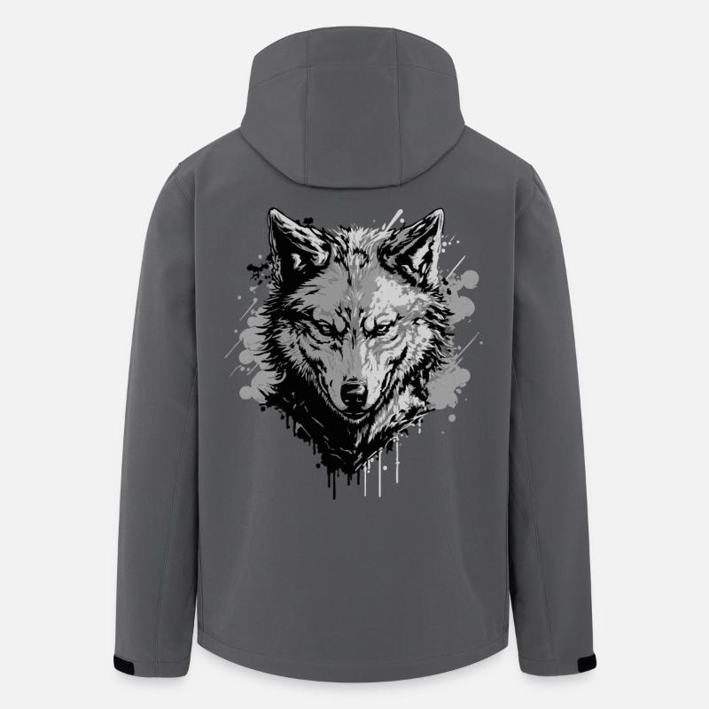 Grauer Wolf – Starkes Tiermotiv - Recycelte Männer Softshell-Jacke von Stanley/Stella - Anthrazit