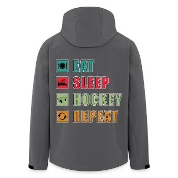 Eat Sleep Hockey Repeat - Recycelte Männer Softshell-Jacke von Stanley/Stella - Anthrazit - Hinten - AI Model Male 185 light (185cm)
