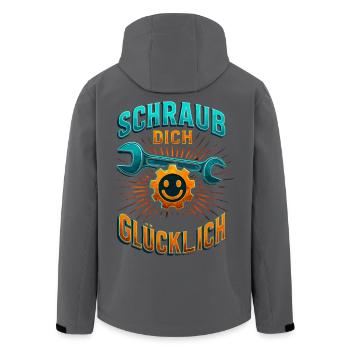 Schraub dich glücklich Schrauber Shirt Motorrad  - Recycelte Männer Softshell-Jacke von Stanley/Stella - Anthrazit - Hinten - AI Model Male 185 light (185cm)