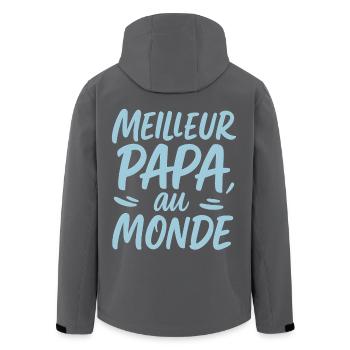 Meilleur Papa du Monde (franz.)– Brush Lettering - Recycelte Männer Softshell-Jacke von Stanley/Stella - Anthrazit - Hinten - AI Model Male 185 light (185cm)